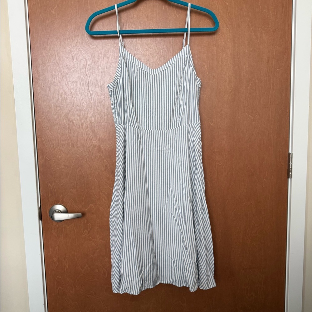 Old Navy Blue and White Striped Midi Dress